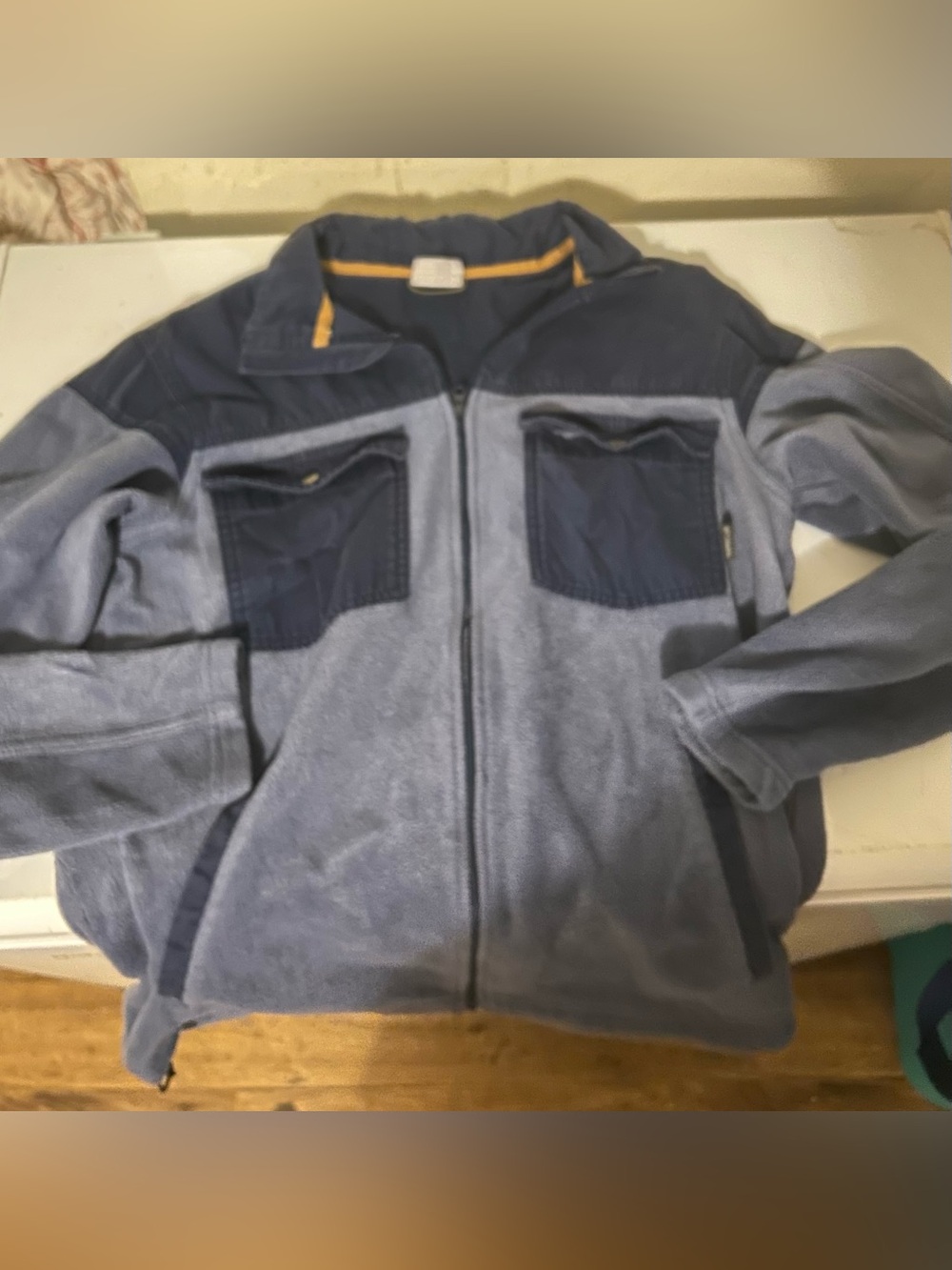 Columbia Men's Two-Tone Navy and Light Blue Fleece Zip Jacket